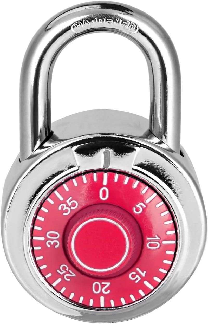 HZSY Combination Padlock 1 Pack, Fixed Dial Combination Padlock with Different Combinations, 2 in. Wide. Red Turntable, Lock for Gym & Locker, School, Toolbox, and More - Image 1